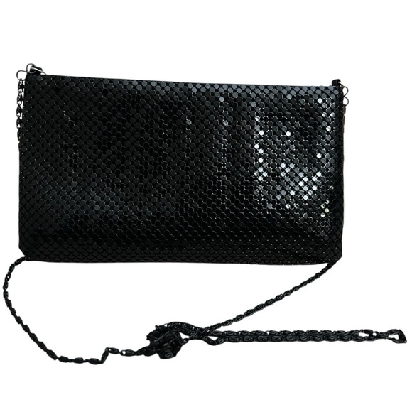 Vintage Black Mesh Metal Evening Bag – Lips Print | Clutch/Crossbody/Shoulder - Picture 2 of 4